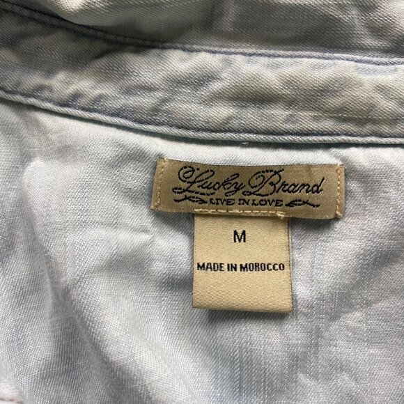 Lucky Brand Shirt Women's M Blue Red Patchwork Pearl Snap Western Rodeo‎ Cowboy - Picture 4 of 9